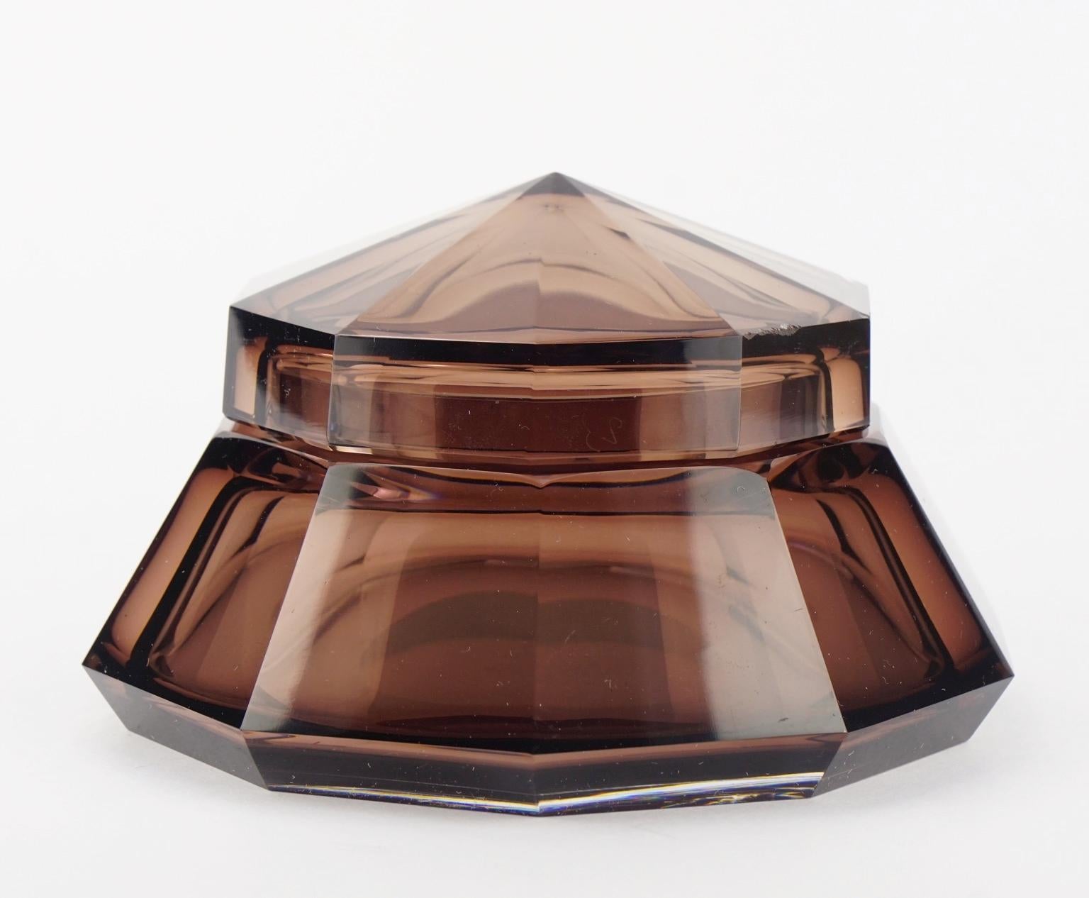Art Deco Val Saint Lambert Amethyst Glass Hermione Sweet Box Bonbonniere For Sale 7