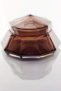 Art Deco Val Saint Lambert Amethyst Glass Hermione Sweet Box Bonbonniere