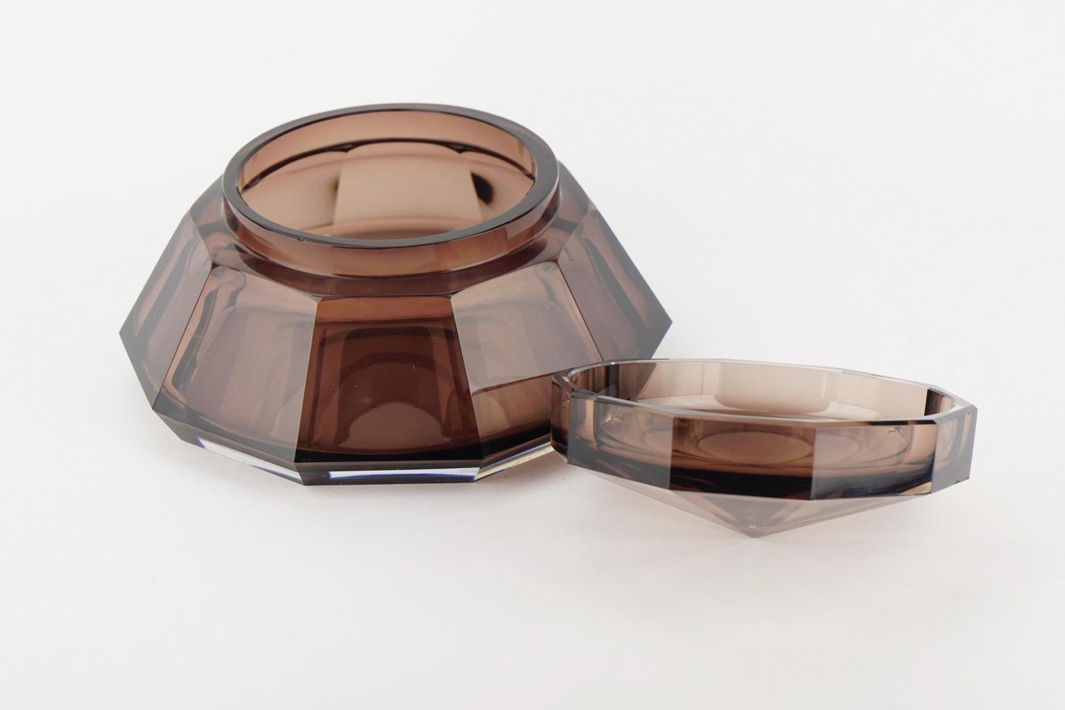 Early 20th Century Art Deco Val Saint Lambert Amethyst Glass Hermione Sweet Box Bonbonniere For Sale
