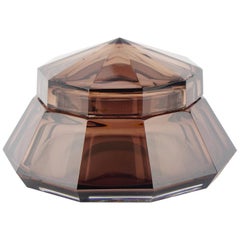 Art Deco Val Saint Lambert Amethyst Glass Hermione Sweet Box Bonbonniere