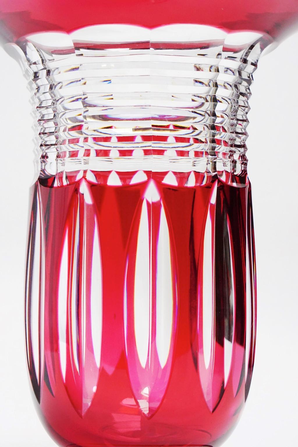 Art Deco Val Saint Lambert Antar Red Crystal Vase by Joseph Simon For Sale 5