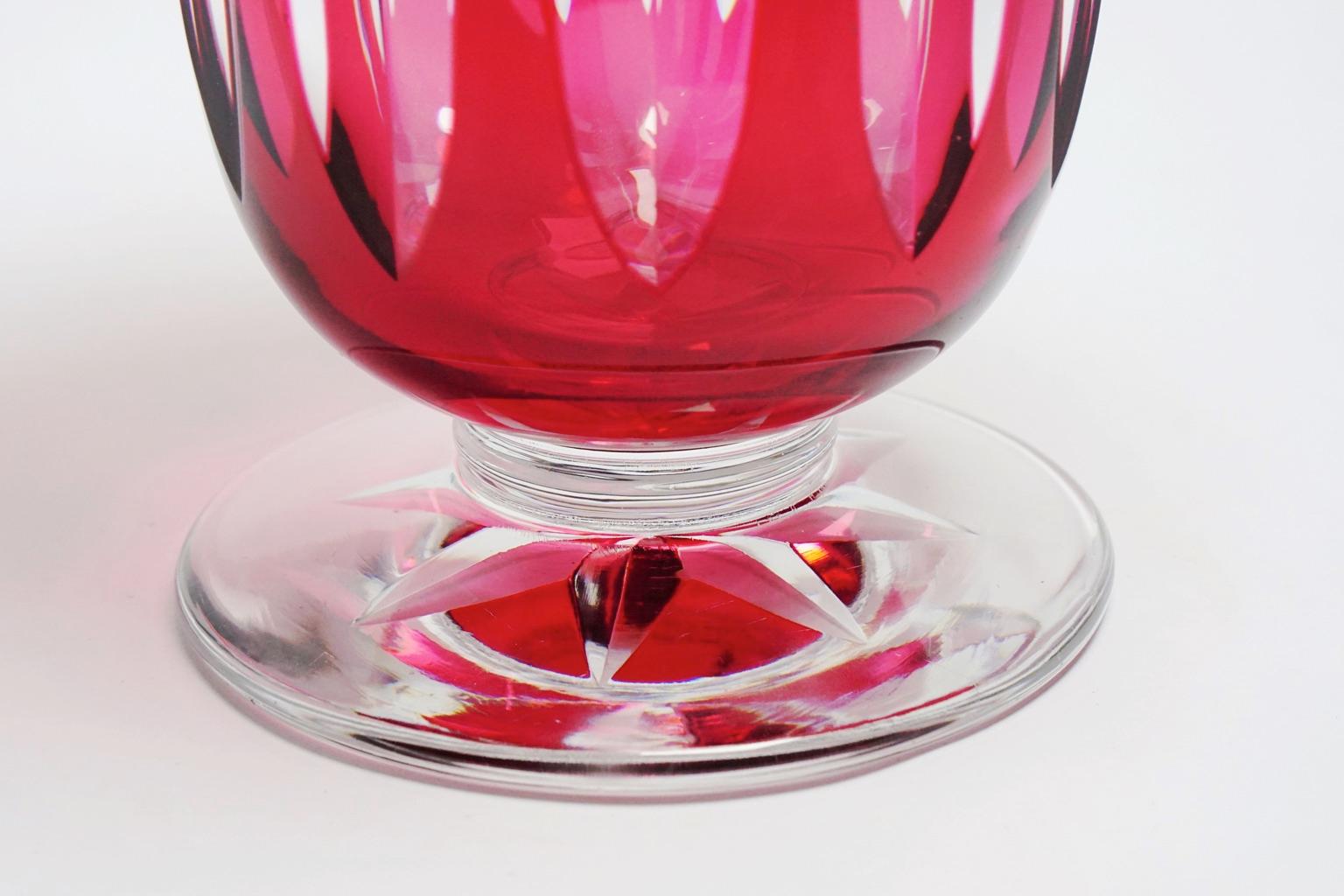 Art Deco Val Saint Lambert Antar Red Crystal Vase by Joseph Simon For Sale 8