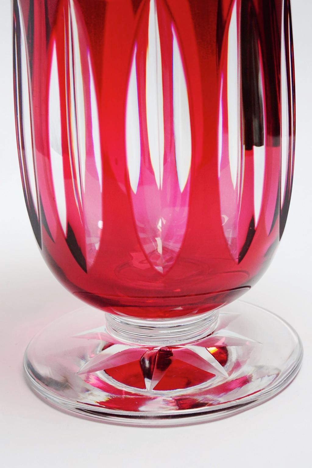 Art Deco Val Saint Lambert Antar Red Crystal Vase by Joseph Simon For Sale 9