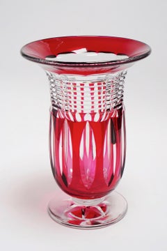 Art Deco Val Saint Lambert Antar Red Crystal Vase by Joseph Simon