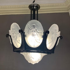 Art Deco Val Saint Lambert Chandelier ( Exceptionnal Art Deco 1930 Pendant Light