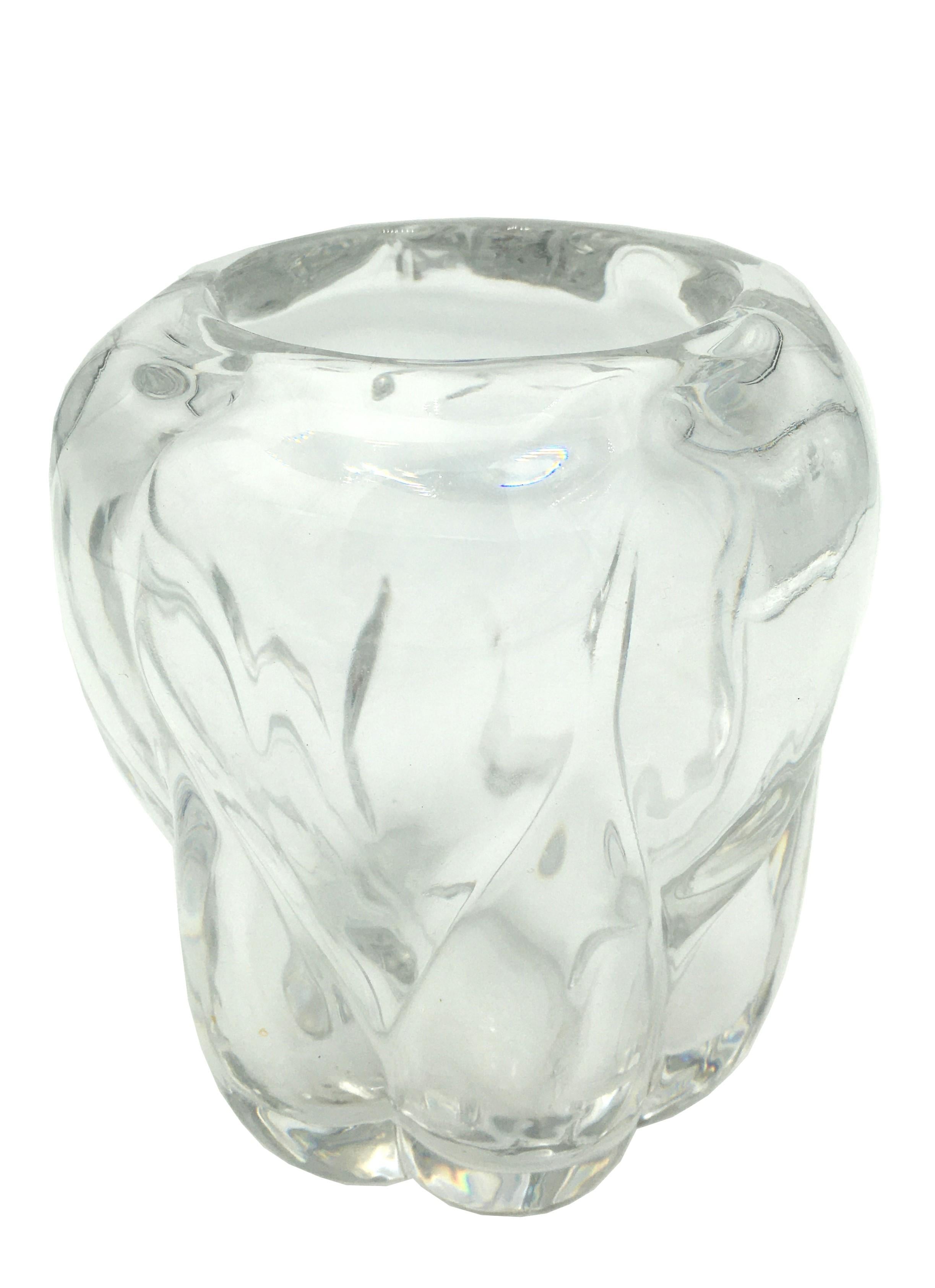 Art Deco Val Saint Lambert Crystal Vase, circa 1930 1