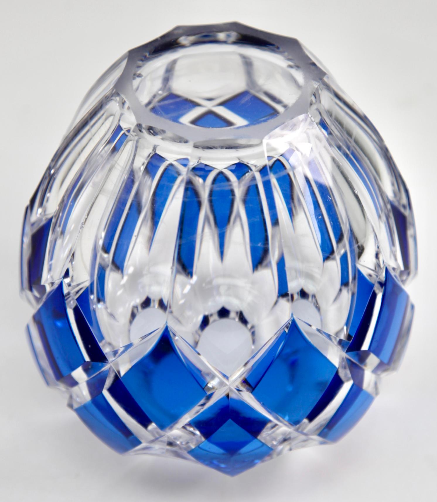 Faceted Art Deco Val Saint Lambert Crystal Vase Cut to Clear