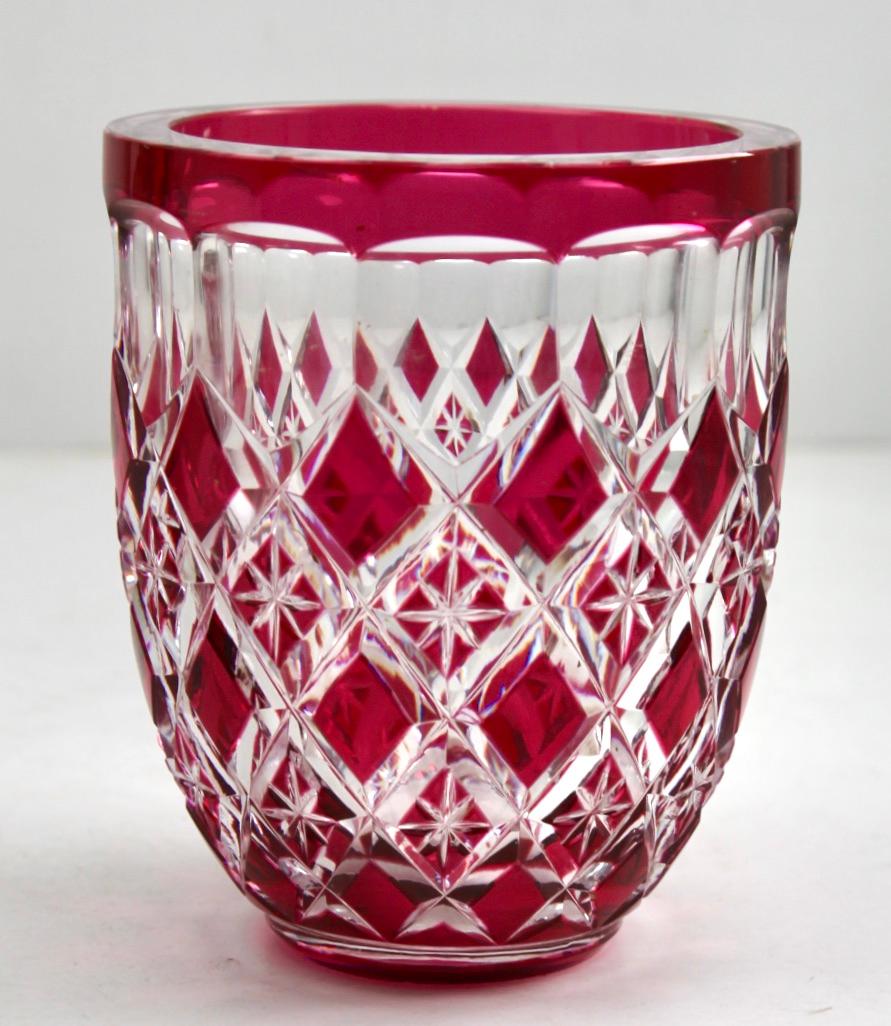 Art déco-Vase aus Val Saint Lambert-Kristall, geschliffen und klar im Angebot 2