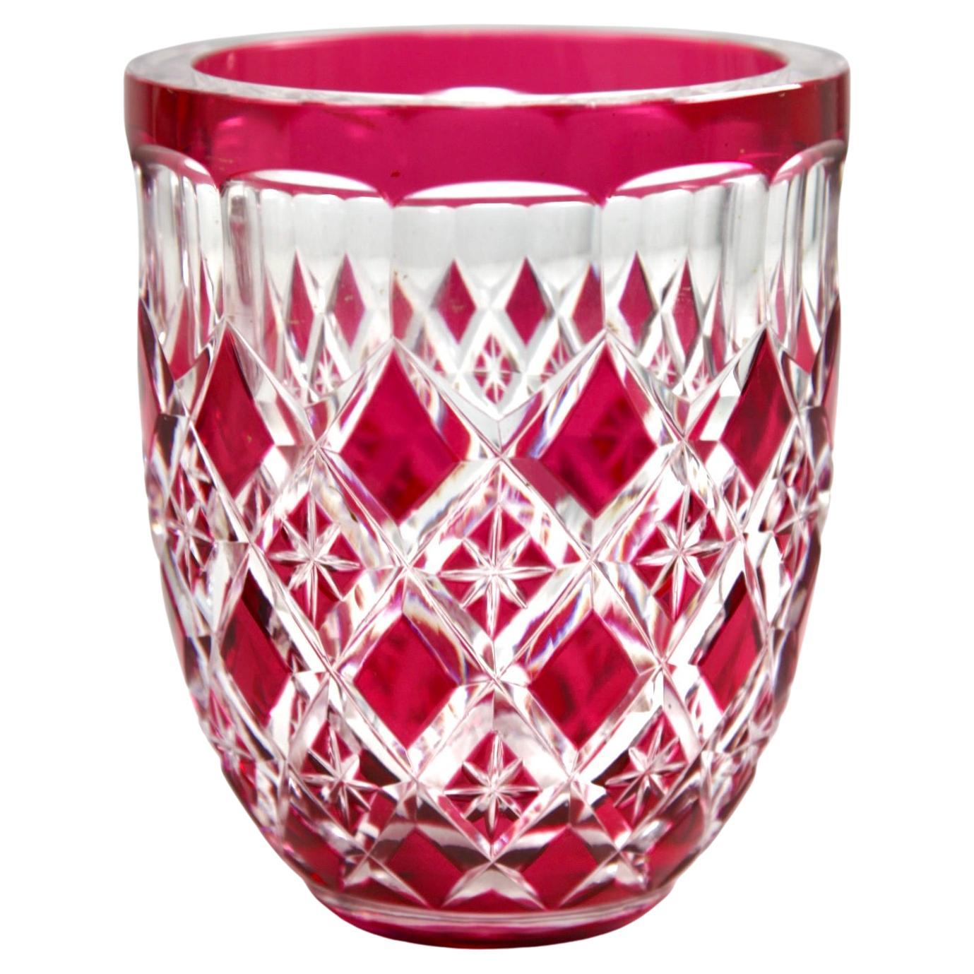 Art déco-Vase aus Val Saint Lambert-Kristall, geschliffen und klar