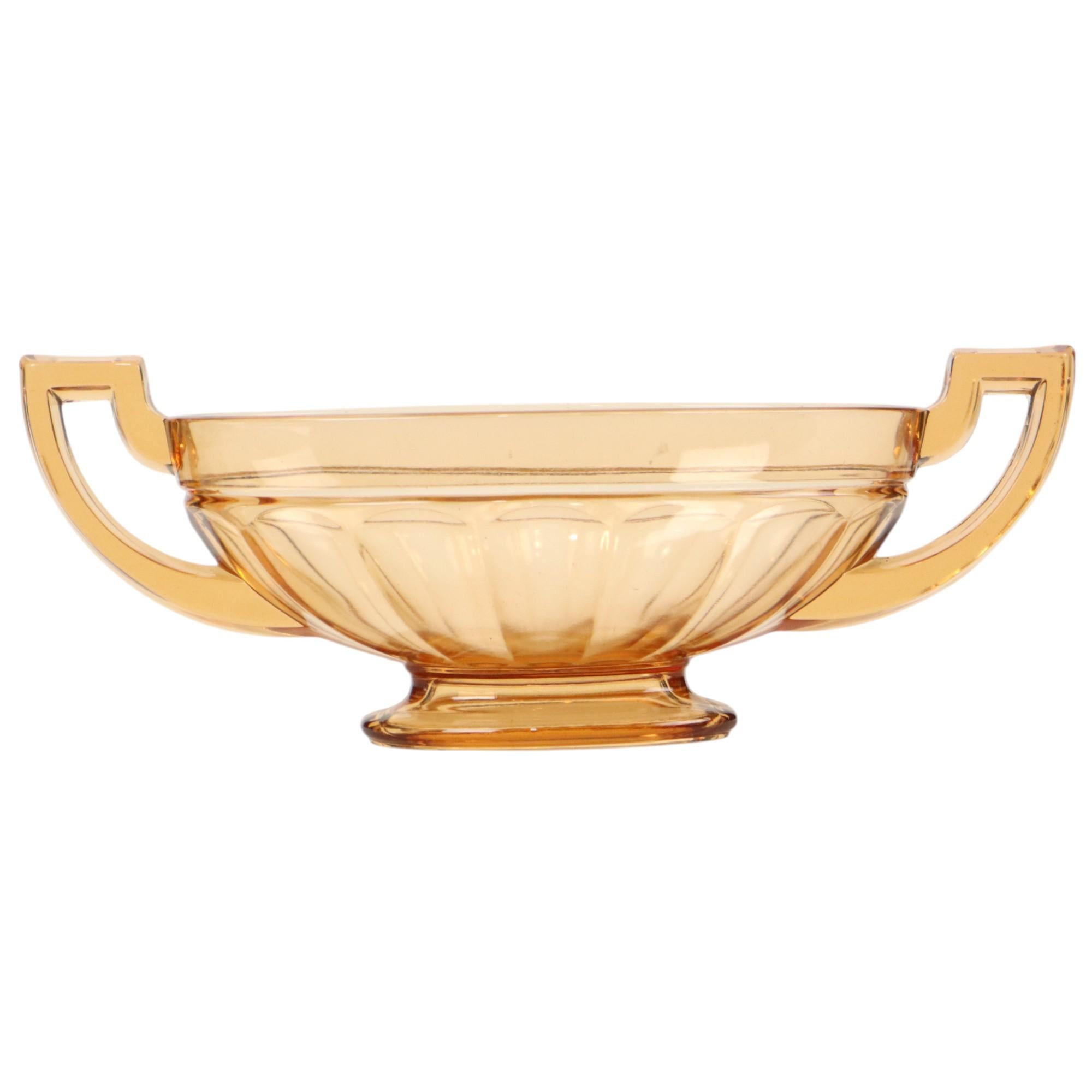 Pressé Art Déco Val Saint Lambert Coupe à fruits Noémie Oval Luxval 1935 en vente
