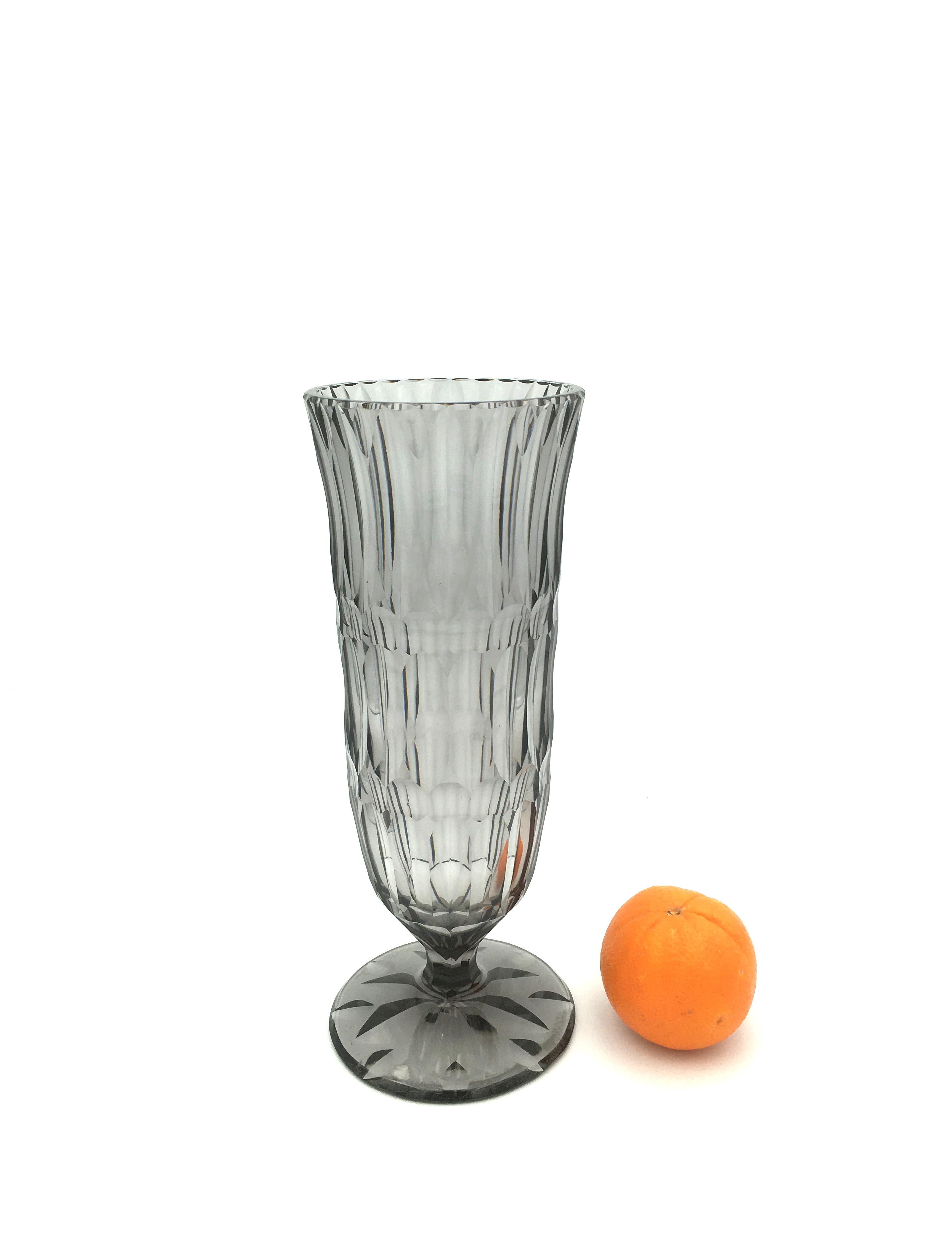 Art Deco Val Saint Lambert Grey Cut Crystal For Sale 1