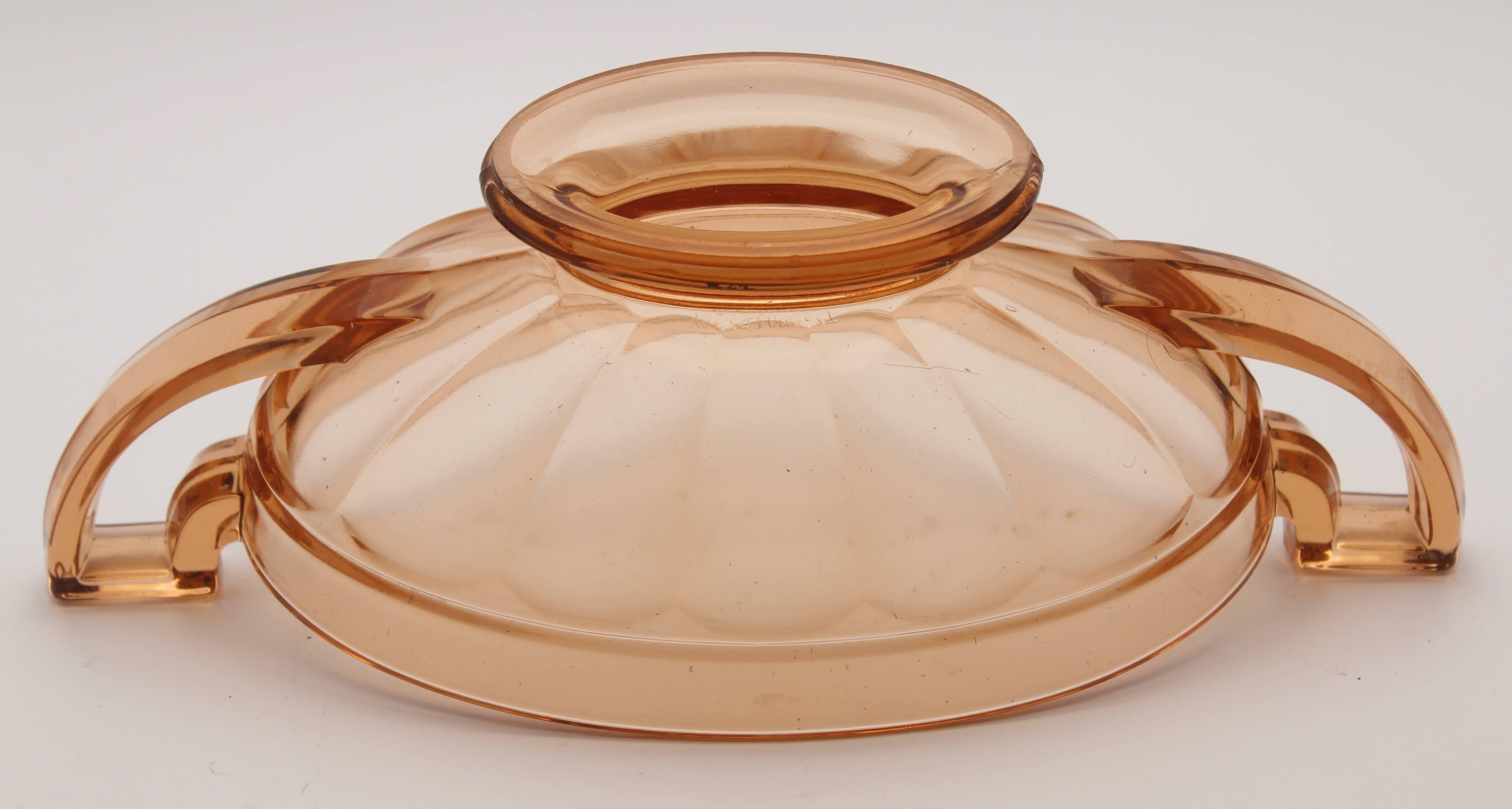 Art Deco Val Saint Lambert Markiert, Luxval, Coupe Noemie Ovale, 1935 (Art déco) im Angebot