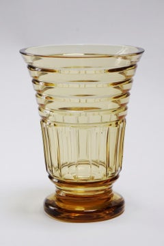 Art Deco Val Saint Lambert Topaze Crystal Vase