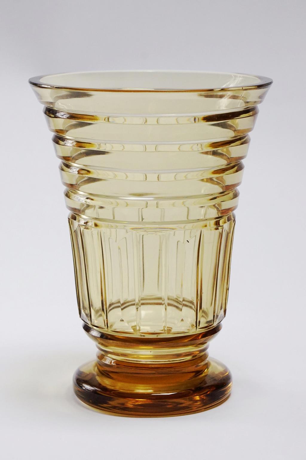 Art Deco Val Saint Lambert Topaze Crystal Vase For Sale 4