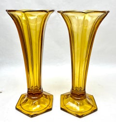 Paire de vases de luxe Art Déco Val Saint Lambert Modèle Americain Charles Graffart