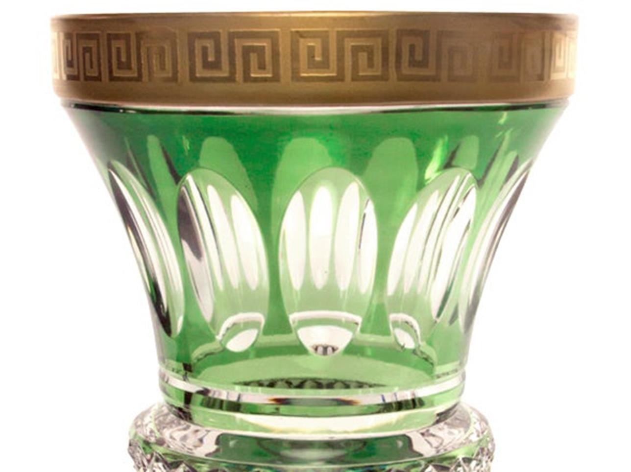 Belgian Art Deco Val St. Lambert Grecian Key Footed Crystal Vase Estate Find