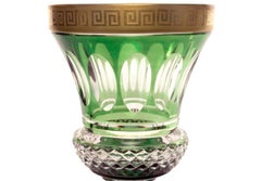 Art Deco Val St. Lambert Grecian Key Footed Crystal Vase Estate Find