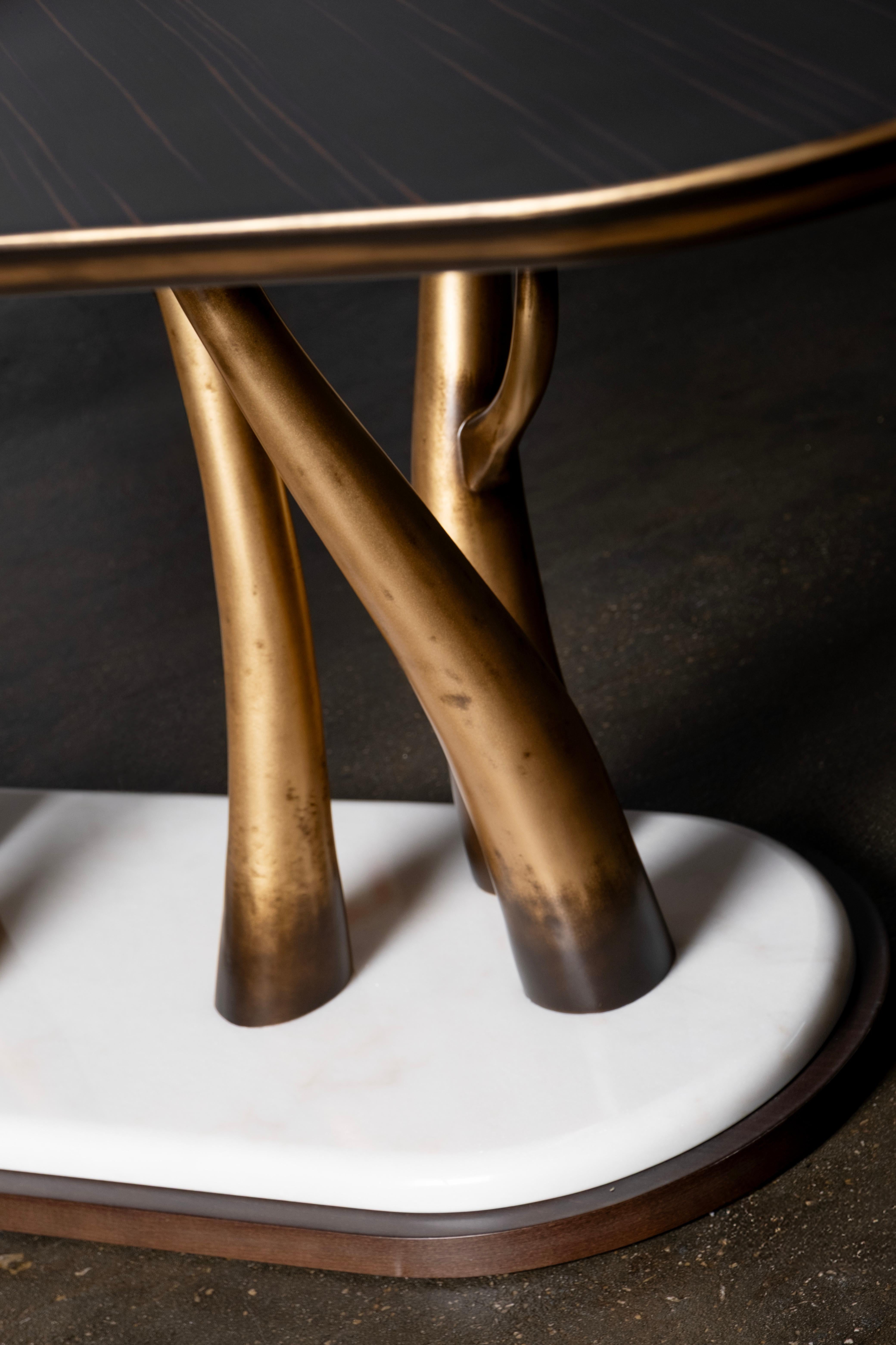 XXIe siècle et contemporain Table de salle à manger Art Déco Vallin Marbre Ebène Macassar Fait à la main Portugal Greenapple en vente