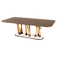 Table de salle à manger Art Déco Vallin Marbre Ebène Macassar Fait à la main Portugal Greenapple