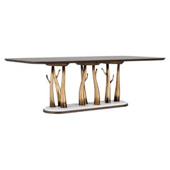 Art Deco Vallin Dining Table, Calacatta Bianco Marble, Handmade by Greenapple