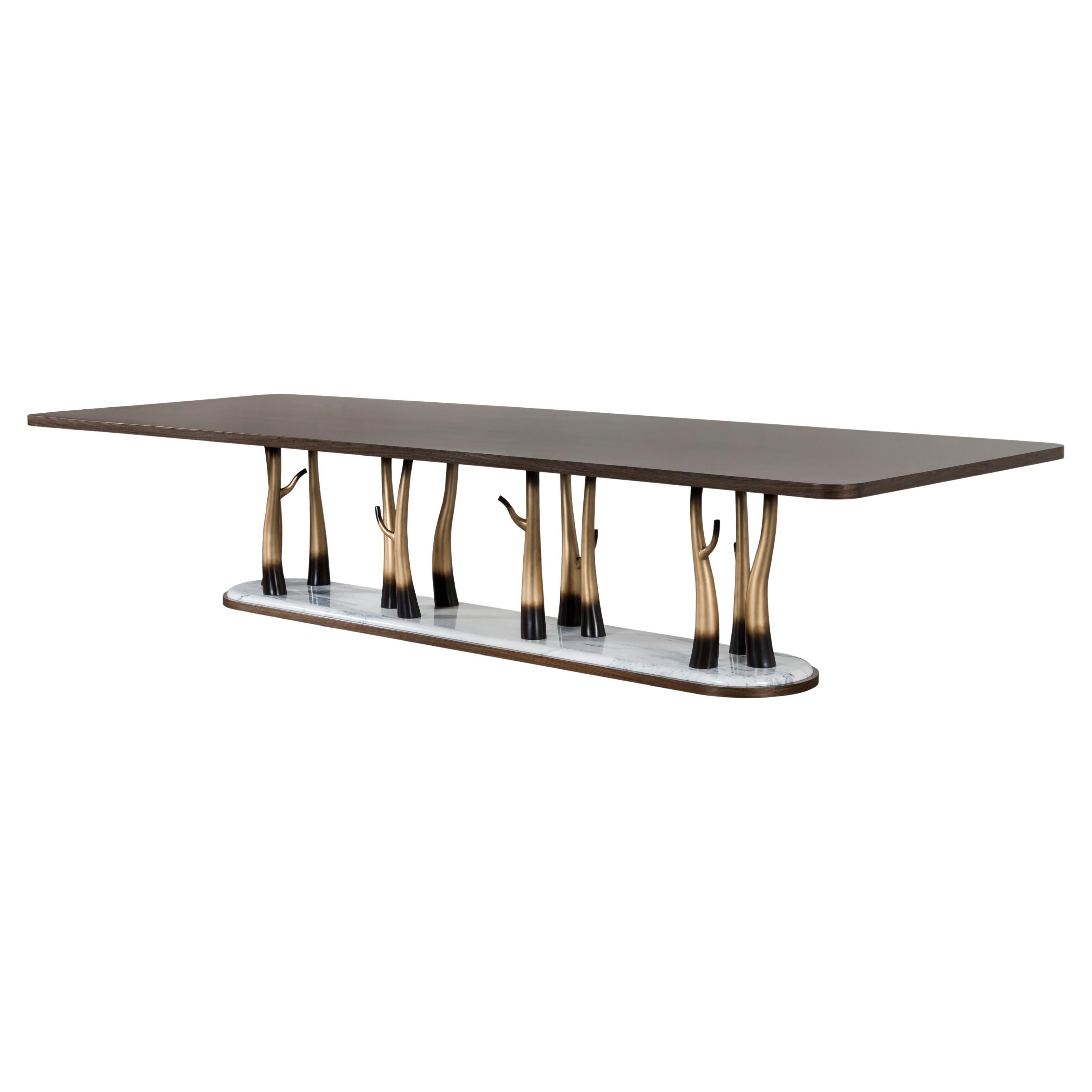 Vallin Dining Table Walnut Marble Handmade in Portugal by Greenapple For Sale