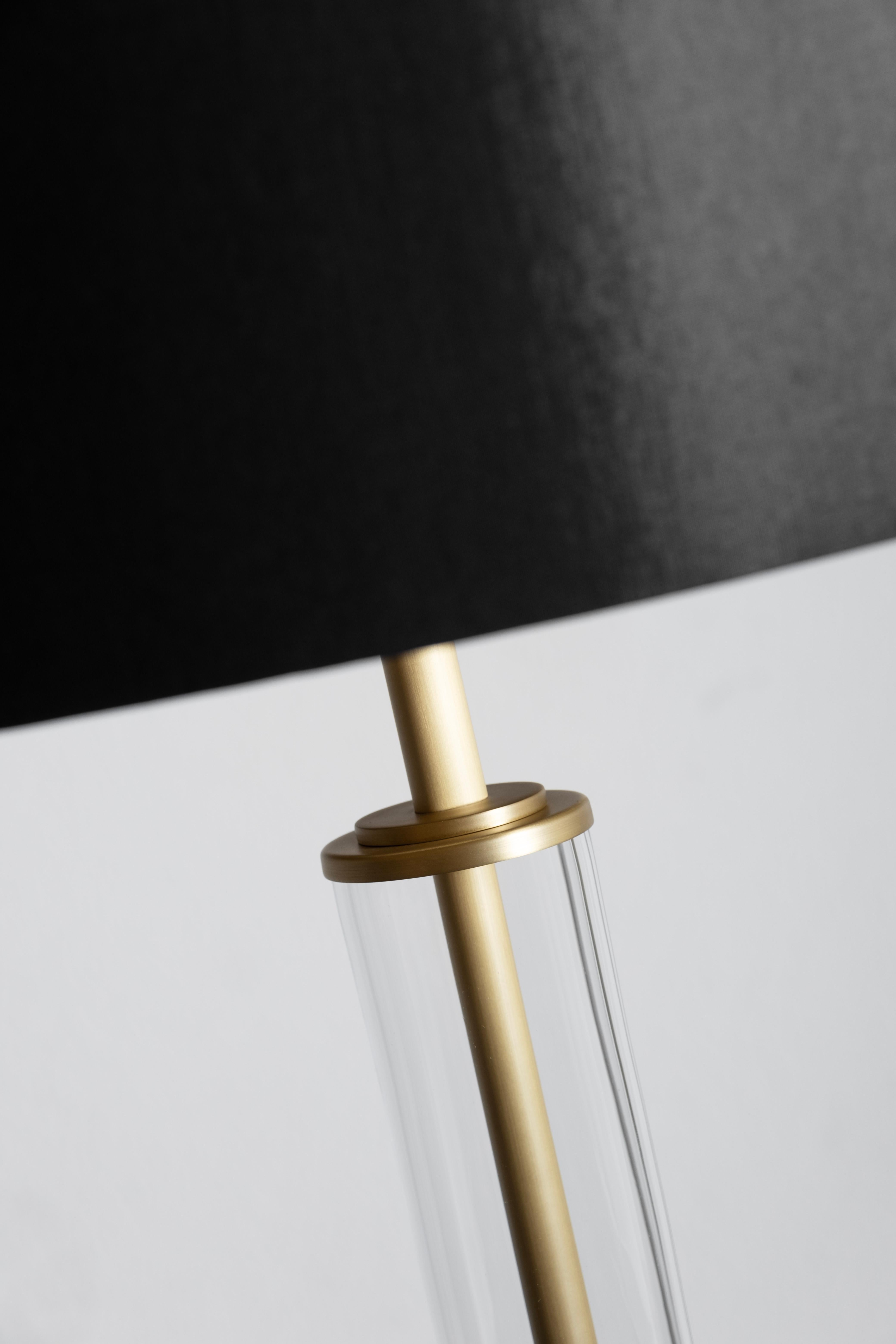Portuguese Art Deco Valverde Floor Lamp Brushed Brass Black Handmade Portugal by Greenapple For Sale