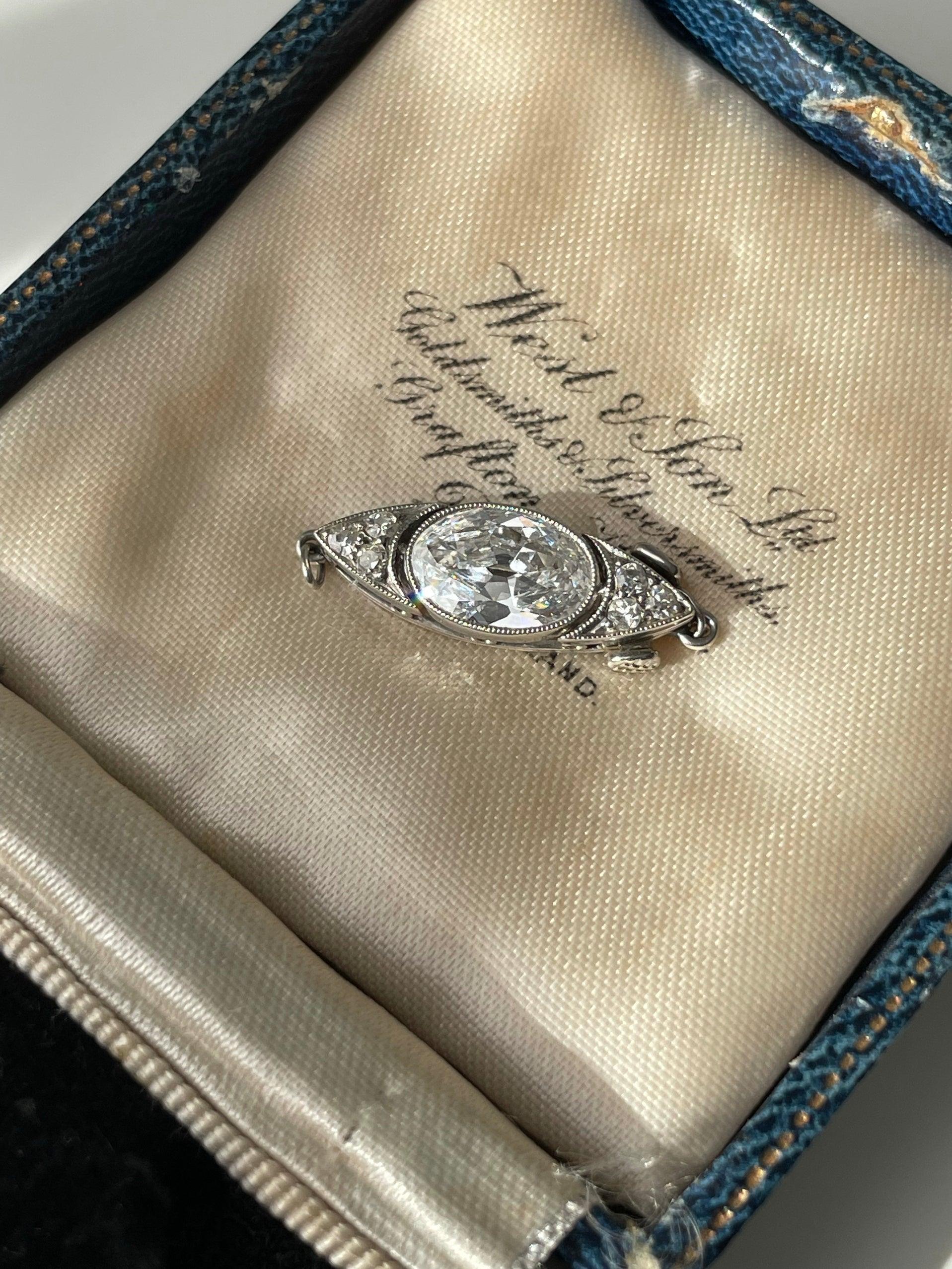 Oval Cut Art Deco Van Cleef & Arpels Diamond Clasp For Sale