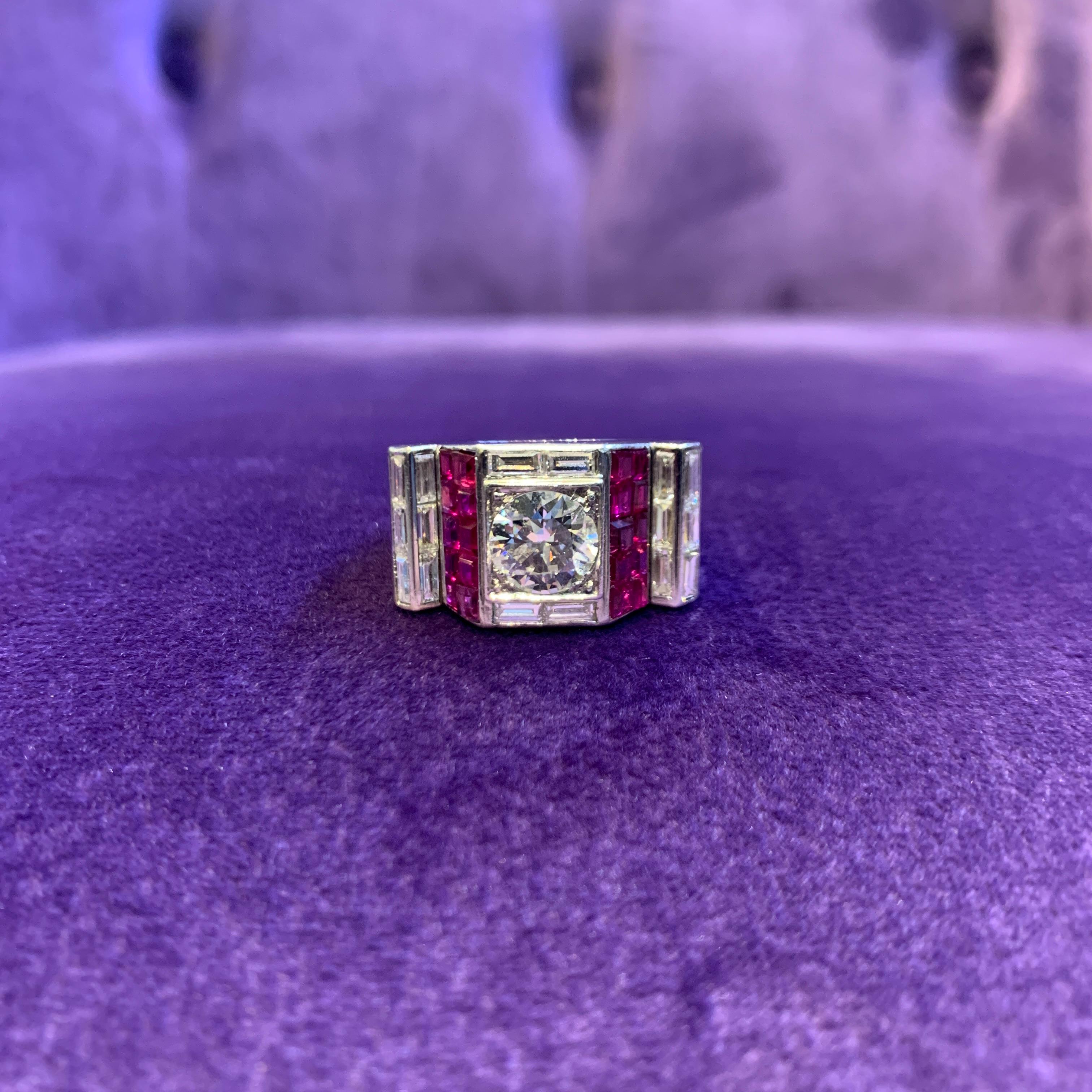 Art-Déco-Ring von Van Cleef & Arpels mit Diamant und Rubin im Zustand „Hervorragend“ im Angebot in New York, NY
