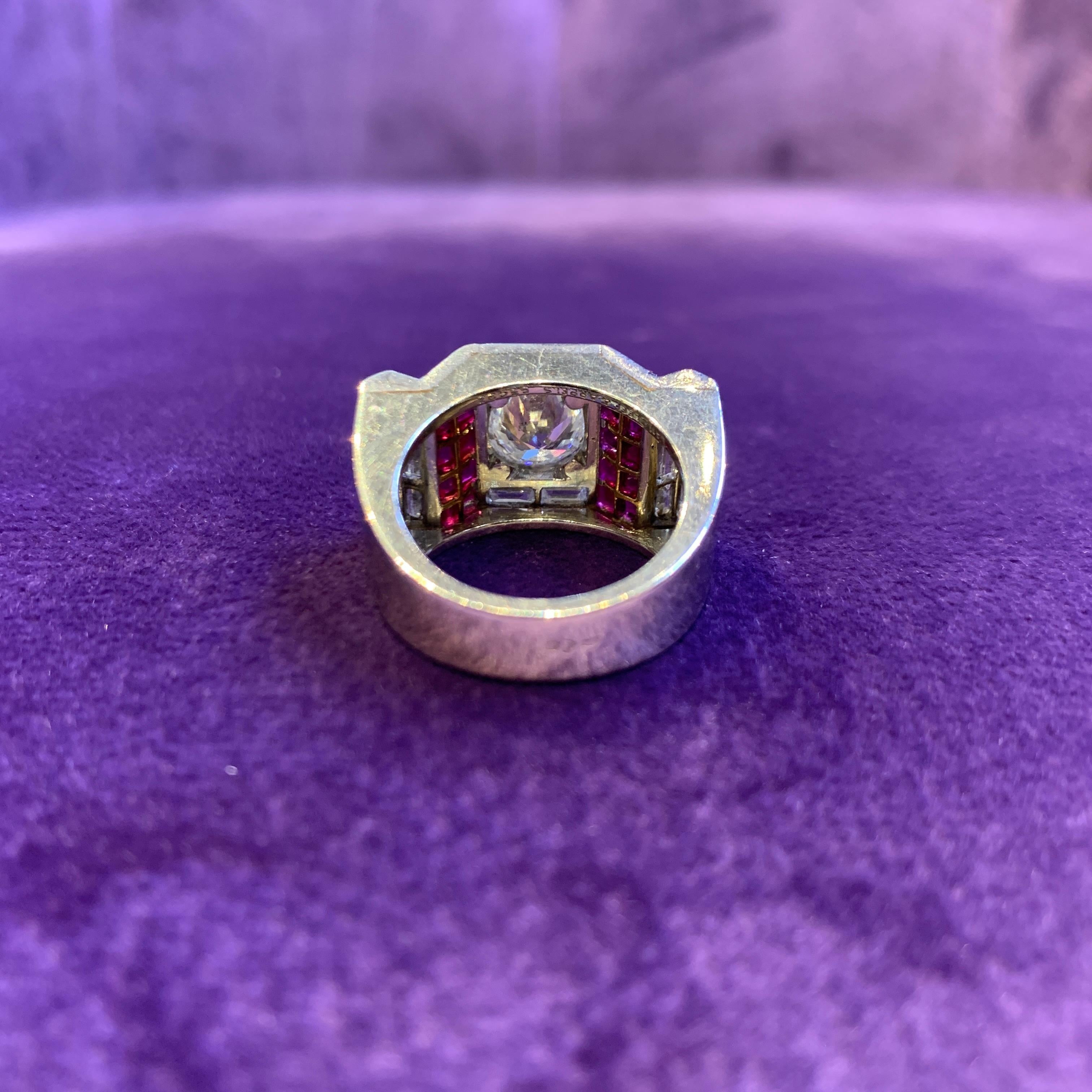 Women's Art Deco Van Cleef & Arpels Diamond & Ruby Ring For Sale