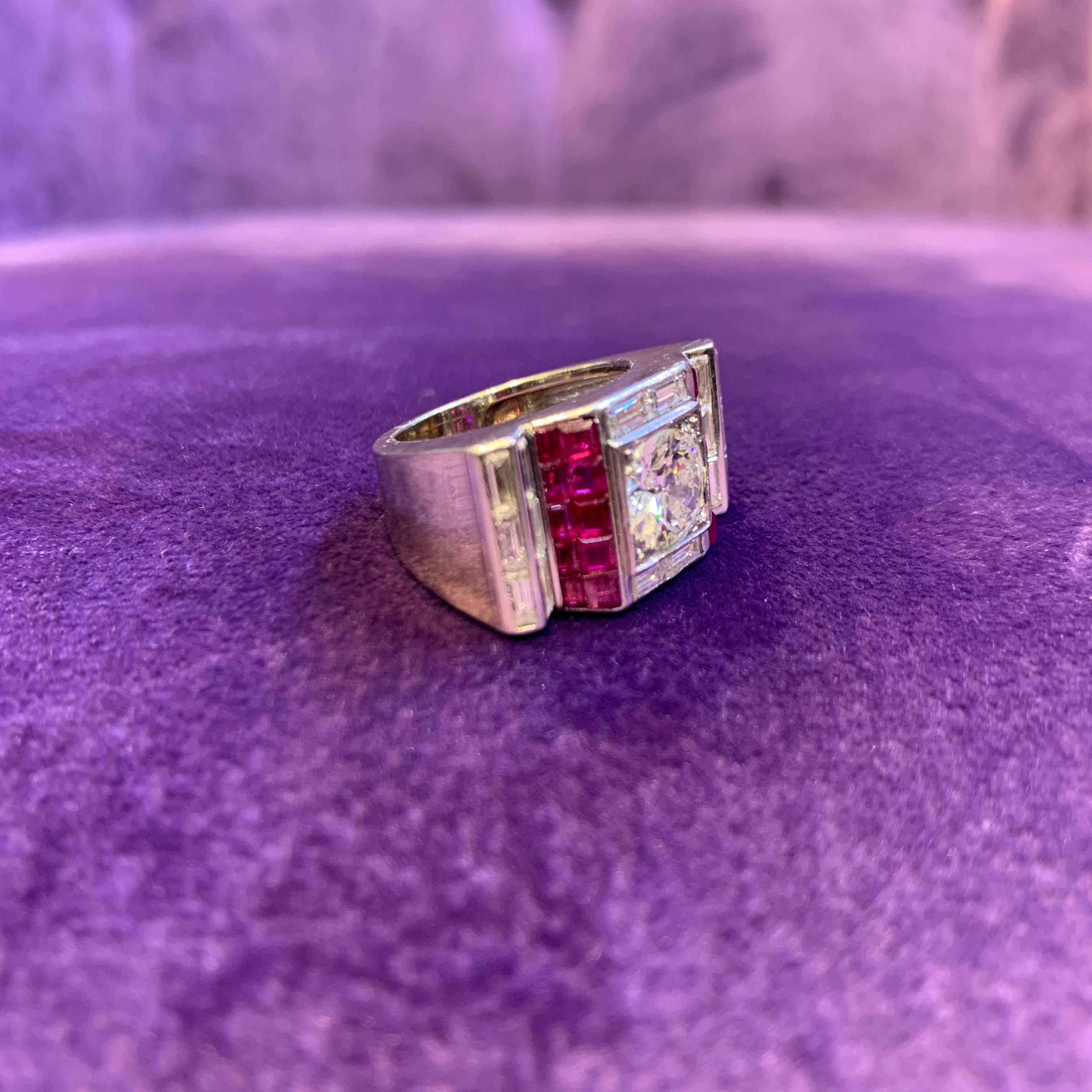 Art Deco Van Cleef & Arpels Diamond & Ruby Ring For Sale 1