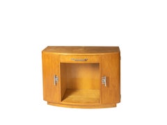 Art Deco Vanity Dressing Console Table With Round Mirror, 20th Century