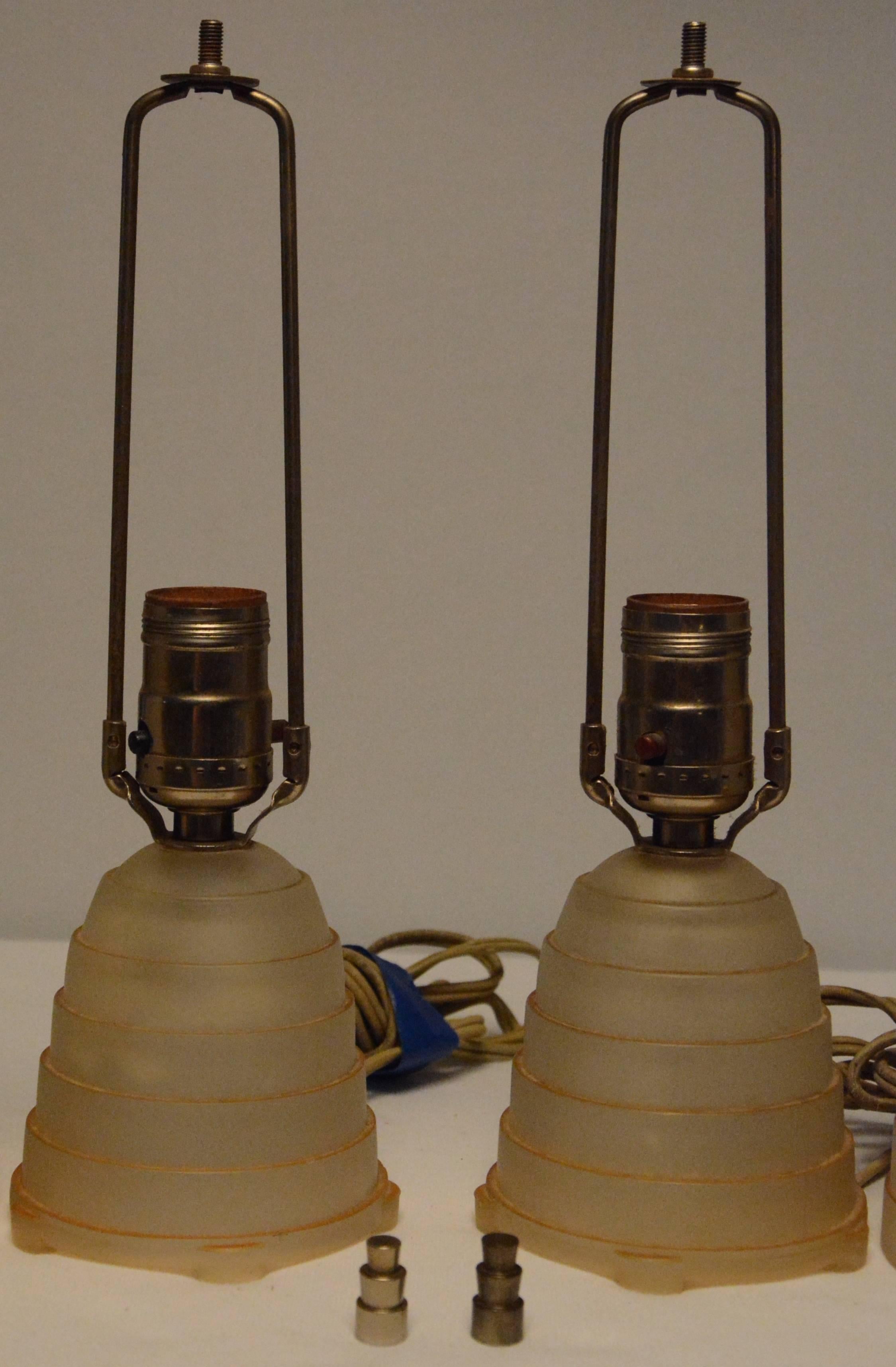 20th Century Art Deco Vanity Lamps, Pair For Sale