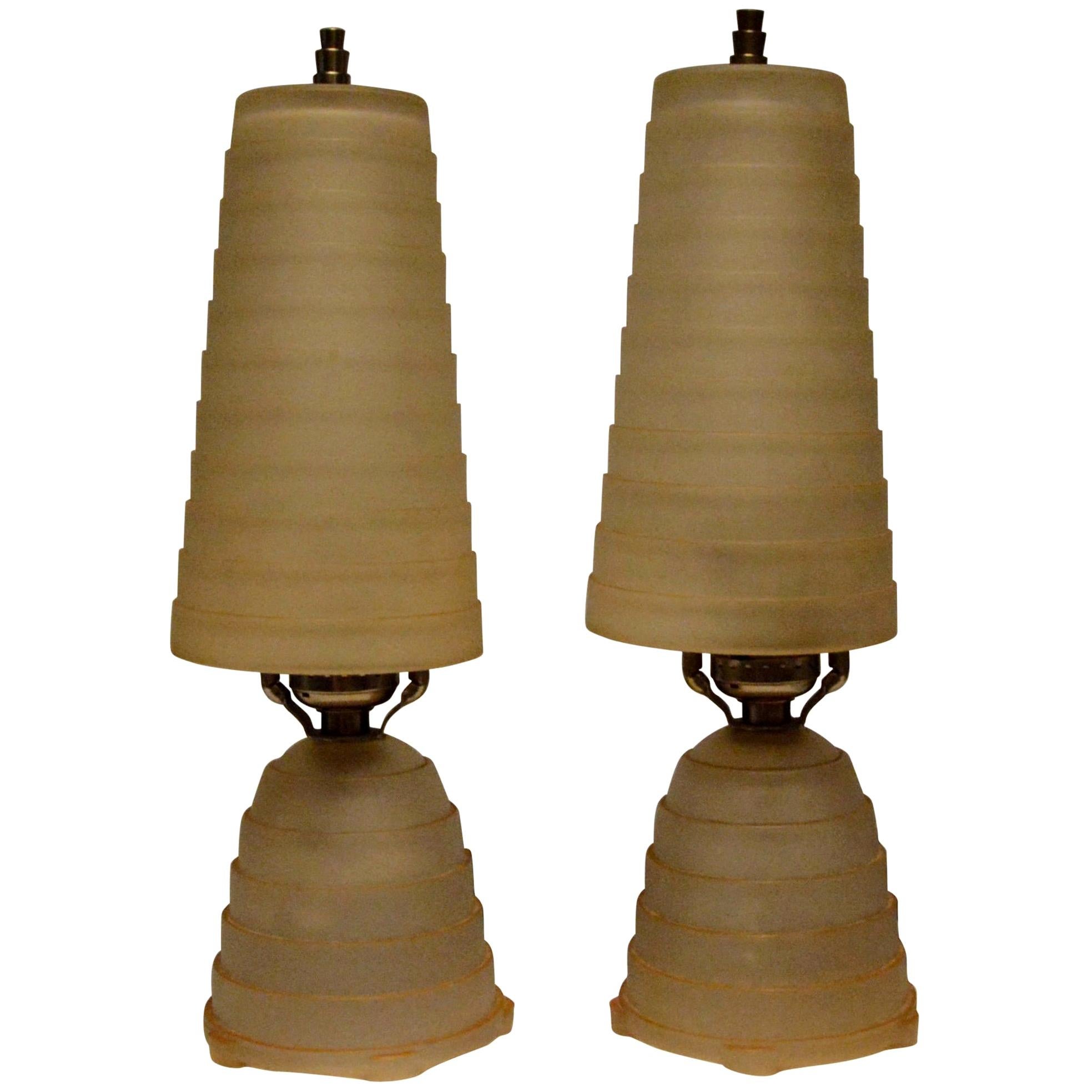 Art Deco Vanity Lamps, Pair For Sale