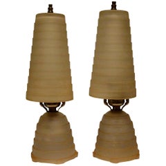 Antique Art Deco Vanity Lamps, Pair
