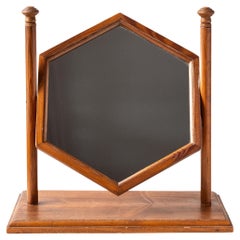 Used Art Deco Vanity Mirror in Pine Wood from the 1940s
