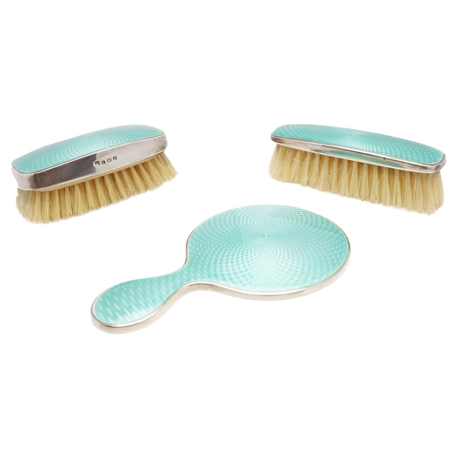 Set Vanity Art Deco in smalto arabescato e argento nella scatola originale