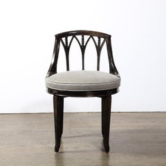 Schminktischhocker im Art déco-Stil aus ebonisiertem Nussbaumholz mit Durum-Eisenholz-Motiv