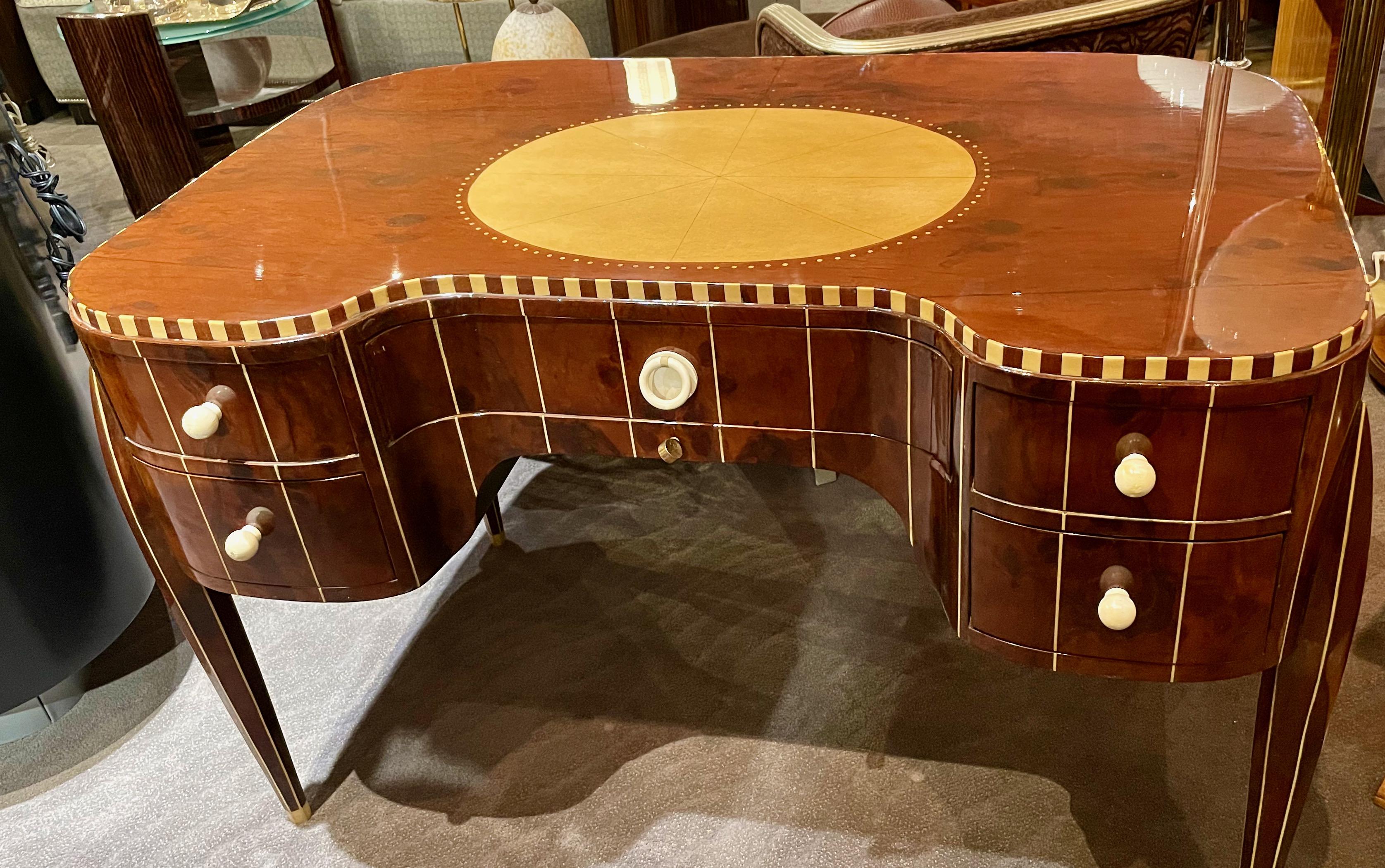 Macassar Art Deco Vanity Table or Desk After Style of Ruhlmann For Sale