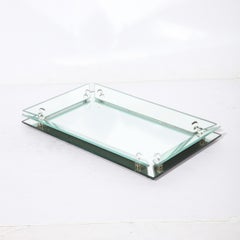 Schminktablett im Art déco-Stil aus abgeschrägtem Spiegelglas mit Glasdetails