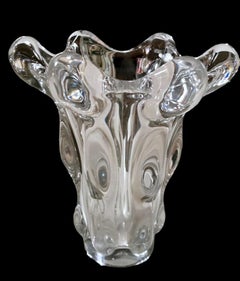 Art Deco Vannes-le-chatel Cristalleries French Clear Lead Crystal Vase