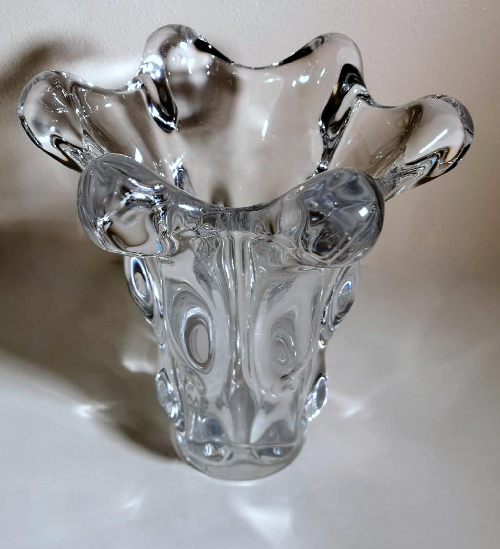 Art Deco Vannes-le-chatel Cristalleries French Clear Lead Crystal Vase In Good Condition In Prato, Tuscany