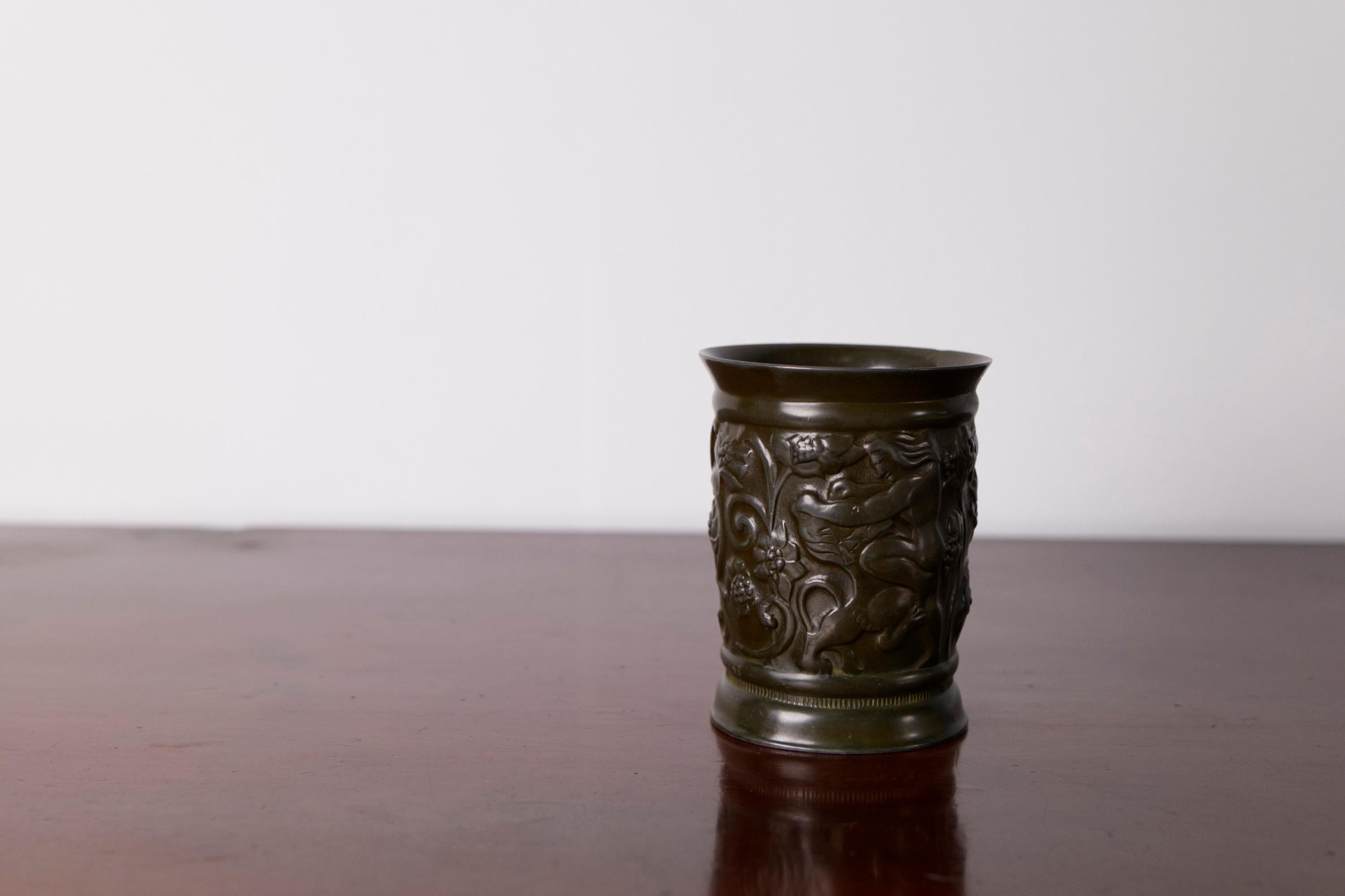 Danish Art Deco Vase '159' in Disco Metal by Just Andersen, Denmark, 1930s For Sale