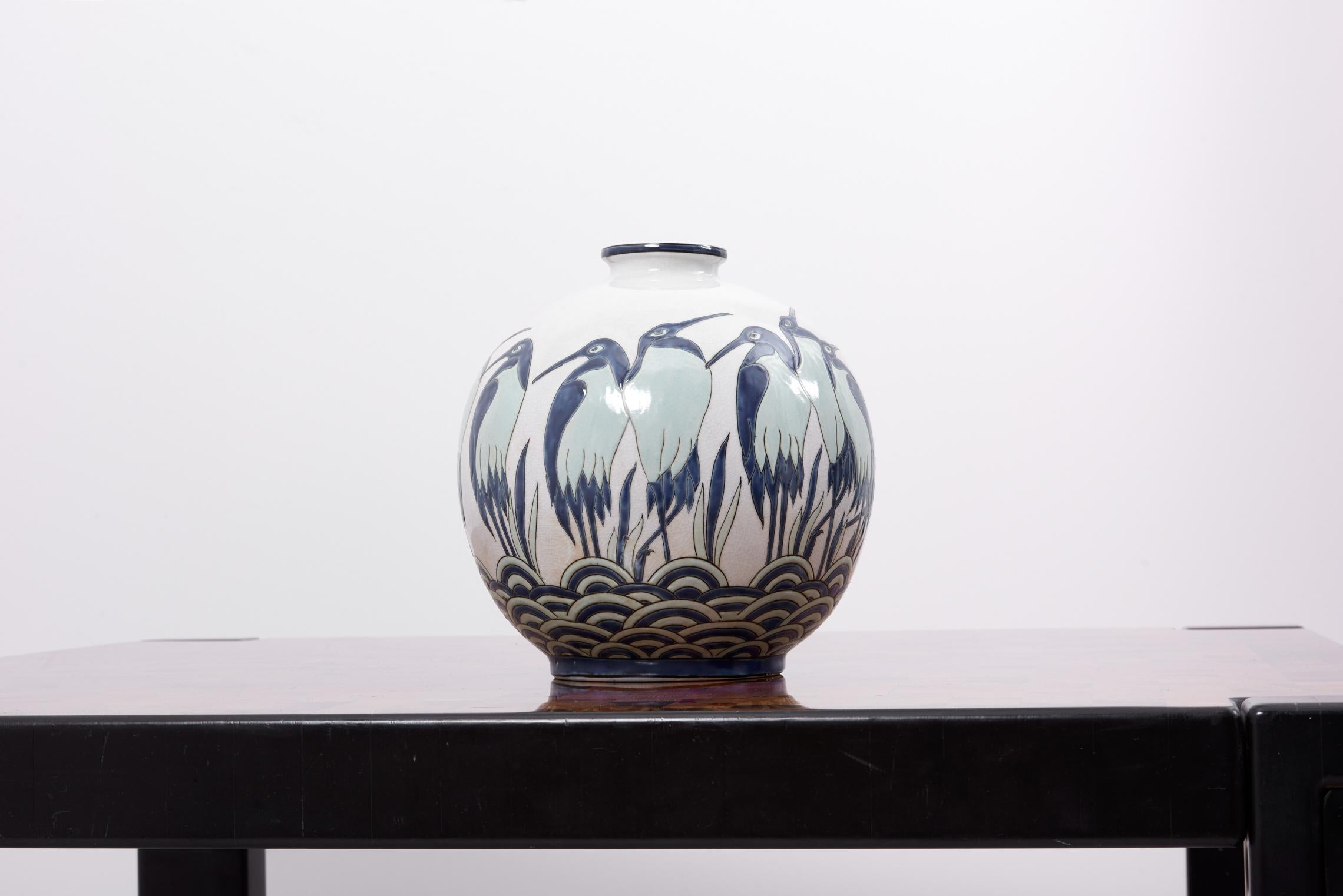 Art déco Vase Ad003-2 dans le style de Charles Catteau par Keralouve, Belgique, 1970 en vente