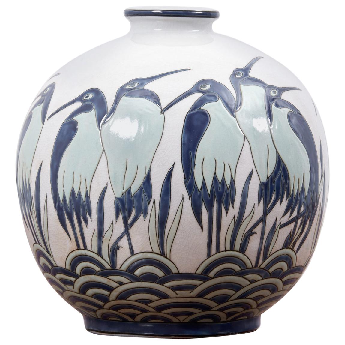 Art Deco Vase Ad003-2 in Style of Charles Catteau by Keralouve, Belgium, 1970s For Sale