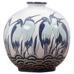 Retro Art Deco Vase Ad003-2 in Style of Charles Catteau by Keralouve, Belgium, 1970s