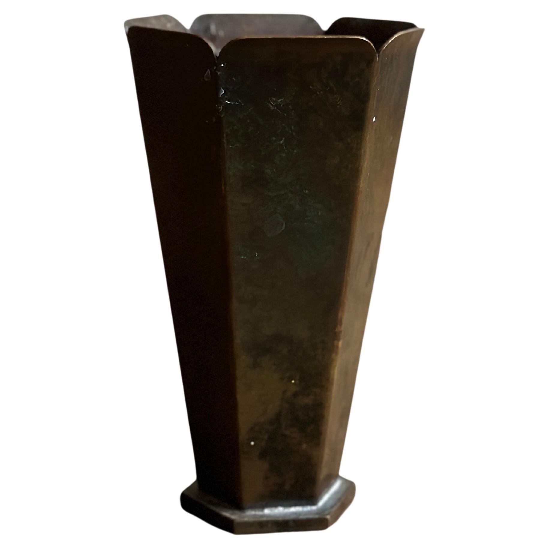 Art Deco Vase, Bronze Smedien, Denmark c. 1930s