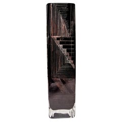 Art Deco Vase by Anatole Riecke in Black Glass 1930s