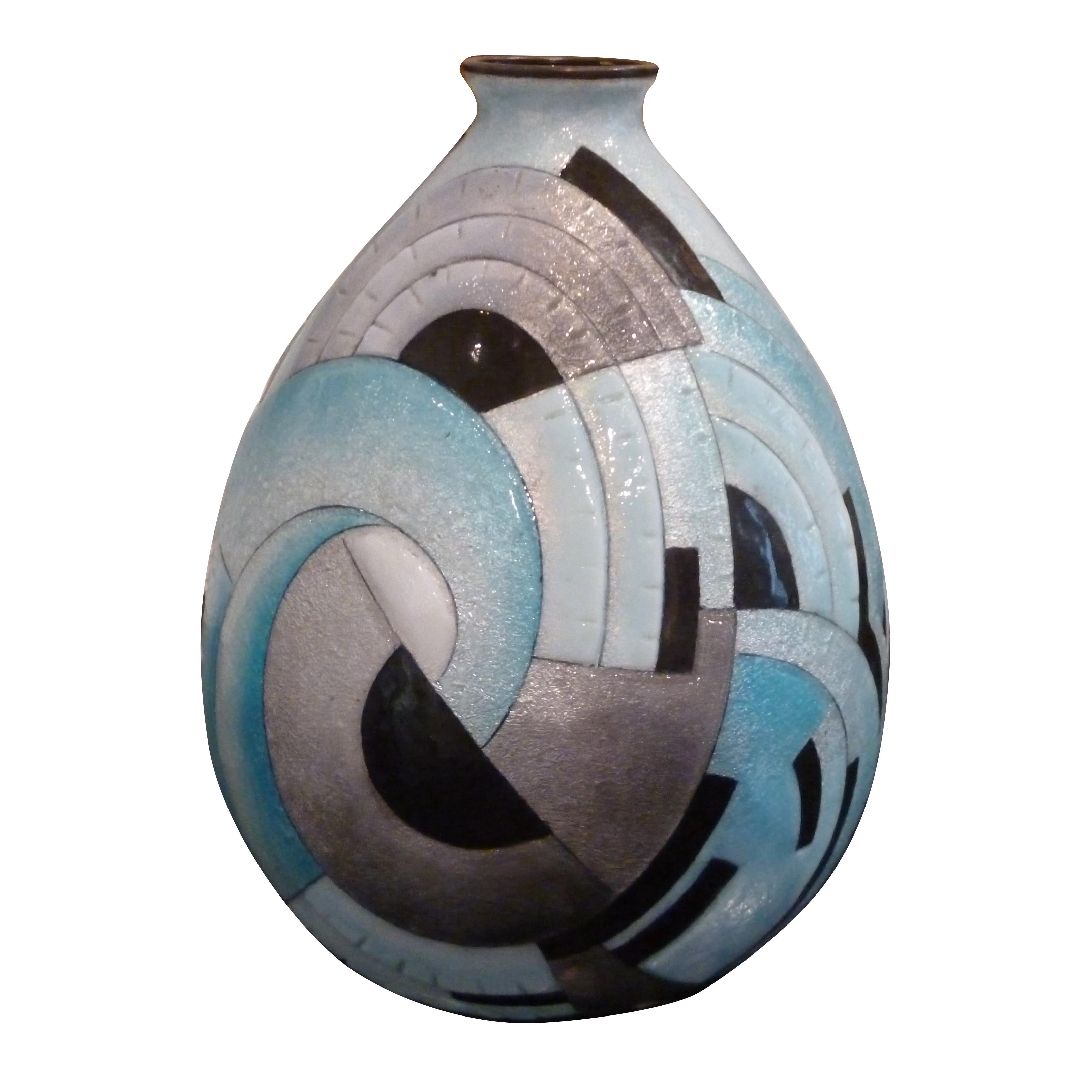 Vase en cuivre émaillé Art Déco de Camille Faur