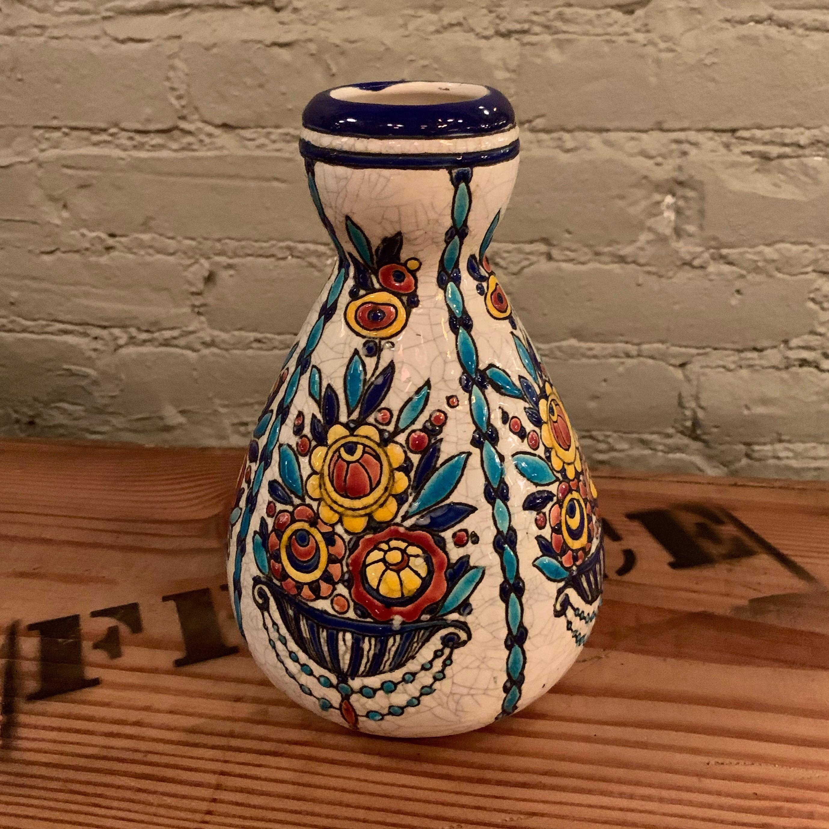 Vase im Art déco-Stil von Charles Catteau für Boch Frères Keramis (Belgisch) im Angebot