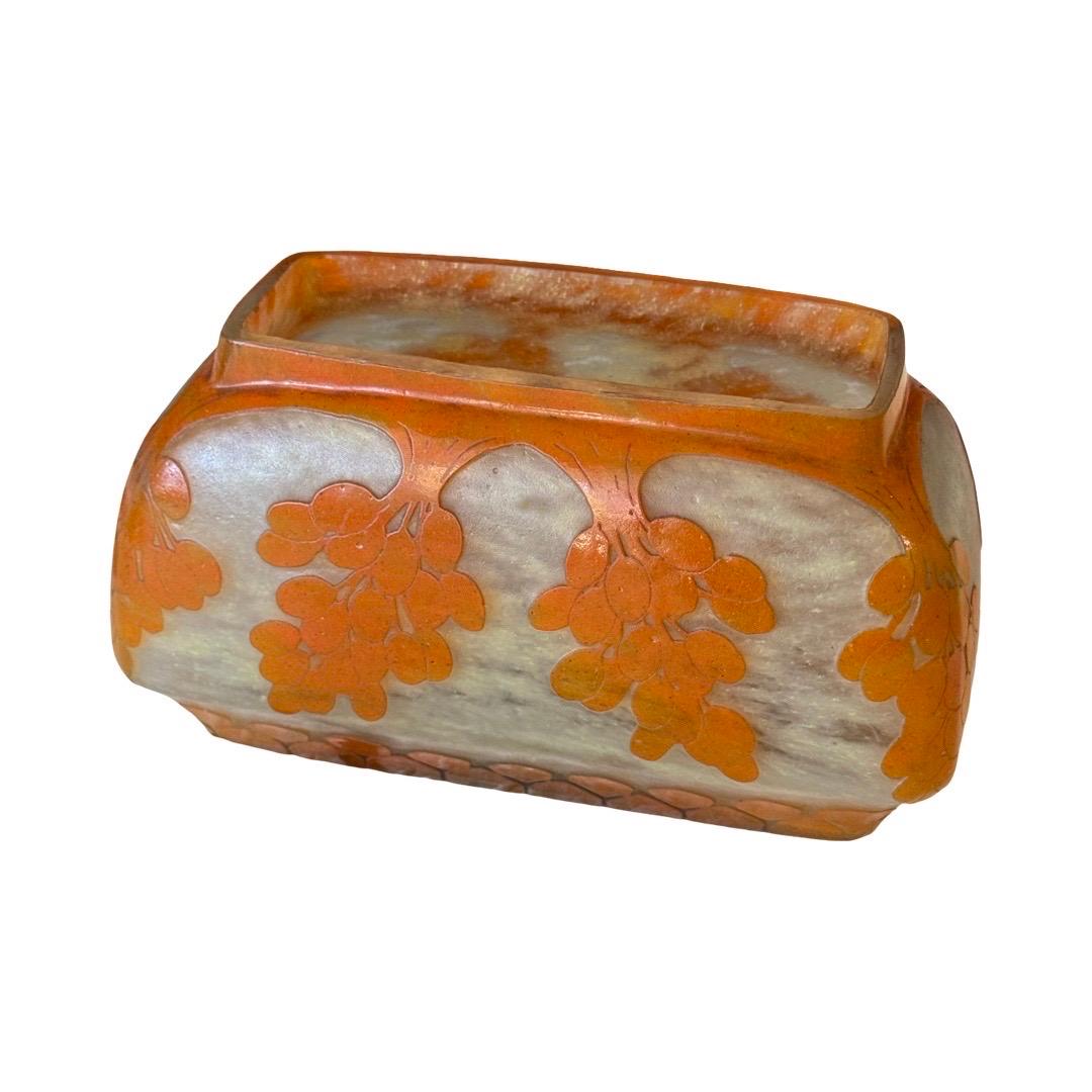 French Art Deco Vase by Charles Schneider (1881–1953), Cameo Glass with Floral Motif For Sale